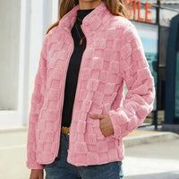 Valentine - Karierte Winterjacke für Damen - Rosa