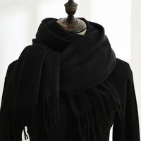 Designer-Schal mit Quasten | Warmer und weicher Kaschmir - Schwarz