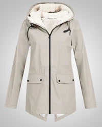 Melanie | Damen Gefütterte Reißverschluss Regenjacke - Beige