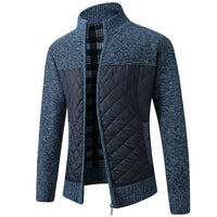 Mason | Herren Cardigan mit Stehkragen und Taschen - Blau-Grau