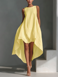 Alyna – Ärmelloses Midikleid Mit Asymmetrischem Saum - Gelb