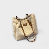 Eleanor | Weiche Kord Umhängetasche - Beige