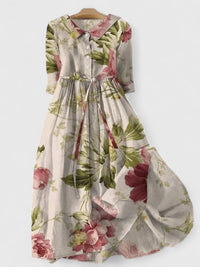 Elanyssah | Damen Früher Frühling Elegantes Kleid – Naturnahes Frühlingskleid - Rosa Blüten