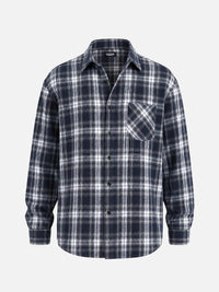 Simon | Herren Kariertes Heritage Flanell Hemd - Marineblau