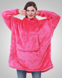 Susanne | Damen Kuschelige Oversized Kapuzendecke - Rosa