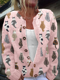 Charlotte | Damen-Cardigan mit Knöpfen und langen Ärmeln - Rosa Cardigan