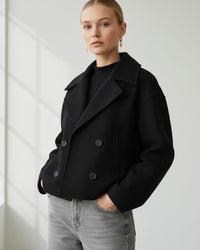 Ida | Damen Schicker Herbst Mantel - Schwarz