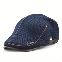 Elias | Herren Strick-Barettmütze warm für Herbst und Winter - Marineblau