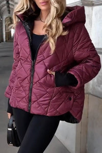 Lara | Elegante Damen Jacke mit Kapuze lässig & modern - Bordeaux