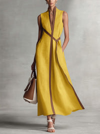 Hirusha - Leichtes Leinen Kleid - Gelb