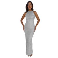 Jana | Elegantes Abendkleid Damen lang mit Pailletten - Silber
