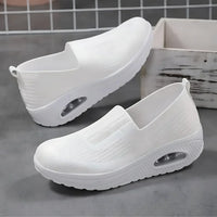 Hermina - Damen Slip-On Sneaker mit Strickstruktur - Weiß