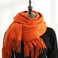 Designer-Schal mit Quasten | Warmer und weicher Kaschmir - Orange