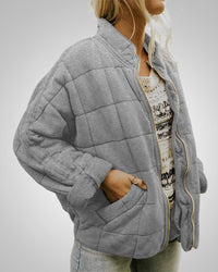 Claudia | Damen Oversized Lässiger Zeitloser Jacke - Grau