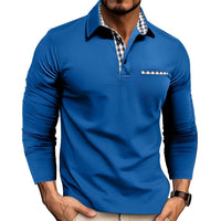 Rupert - Bequemes Herren-Langarm-Poloshirt - Blau