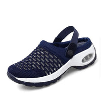 Henrike - Damen Slip-On Sneaker mit Mesh und Riemen - Blau