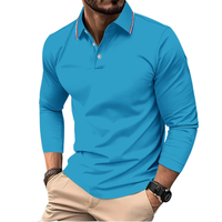 Rafael | Premium Polo Herren stilvoll mit kontrastierendem Kragen - Blau