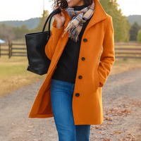 Elena | Damen Klassischer Knopf Mantel - Orange