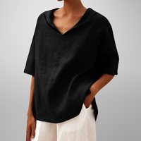 Alissa - Lässige, Locker Sitzende Bluse - Schwarz