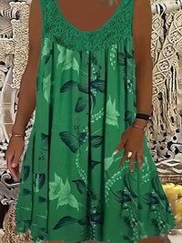 Samudri - Lockeres Armelloses Maxi Kleid Mit Rundhalsausschnitt - Grün
