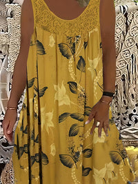 Samudri - Lockeres Armelloses Maxi Kleid Mit Rundhalsausschnitt - Gelblich-braun