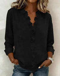 Heidi | Edle V-Ausschnitt Bluse - Schwarz