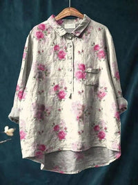 Rosa | Aquarell Blumen Oversized Hemdbluse - Helles Lila