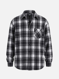 Simon | Herren Kariertes Heritage Flanell Hemd - Schwarz