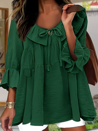Garbine – Elegante Bluse Mit Rüschen Am Ausschnitt - Grün