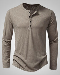 Gary | Herren Legeres Henley Longsleeve Shirt - Grau