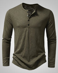 Gary | Herren Legeres Henley Longsleeve Shirt - Grün