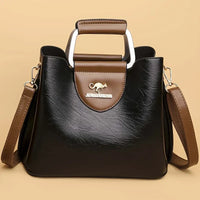 Isabella | Damen Schicke Leder Bucket Bag – Schicke Elegante Leder Bucket Tasche - Black