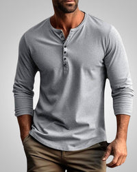 Stephen | Herren Slim Fit Henley Longsleeve T-Shirt - Grau