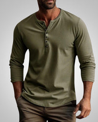 Stephen | Herren Slim Fit Henley Longsleeve T-Shirt - Grün