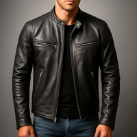 Thomas | Herren Vintage Leder Bikerjacke - Schwarz
