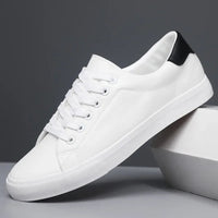 Rex | Herren Leder-Sneaker Low-Top Cupsole Casual - Weiß Kontrast