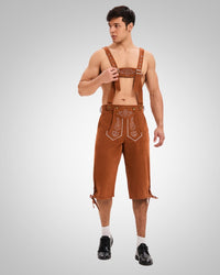 Christian | Herren Klassiker Oktoberfest Lederhose - Khaki
