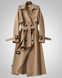 Elisabeth | Damen Klassisches Karomuster Trenchcoat - Khaki