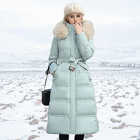 Jacqueline - Elegante Winterjacke für Damen - Hellblau mit beigem Kragen