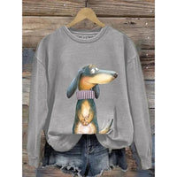 Damen Sweatshirt mit Rundhalsausschnitt und langen Ärmeln - Grau A