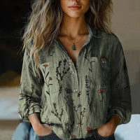 Amelie | Damen Boho Muster Bluse Quasten Bindung – Boho Bluse Fransen Sommer 2026 - Grün