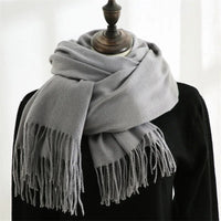 Designer-Schal mit Quasten | Warmer und weicher Kaschmir - Grau
