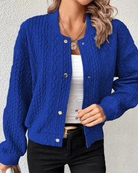HELENE – Damen-Pulloverjacke – Elegante Strickjacke im Stilvollen Design - Blau