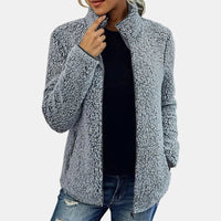 Claudia | Damen Lässige Reißverschluss Fleecejacke - Grau