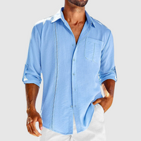 Raivo | Herren Langarm Leinen Overshirt - Hellblau