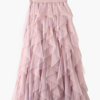 Damenrock Elegante Mehrlagige Volant Romantisches Festkleid - Rosa