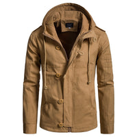 Herren Kapuzenjacke mit Kordelzug und Taschen - Khaki