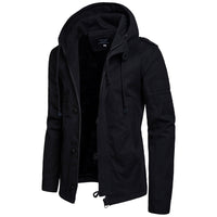 Herren Kapuzenjacke mit Kordelzug und Taschen - Schwarz