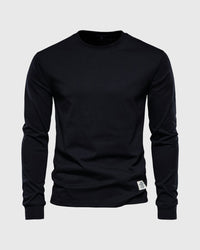 Eric | Herren Casual Slim Fit Langarm T-Shirt - Schwarz