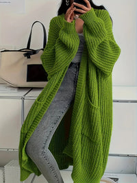 Lena | Zeitloser Longline Strickcardigan Damen - Olive